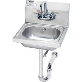 16" Wide Hand Sink With P-Trap, Overflow, Wrist Handles