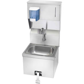 16" Wide Hand Sink With Soap And Towel Dispenser, Knee Pedal