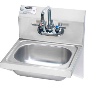16" Wide Hand Sink With Side Support Brackets, Wrist Handles