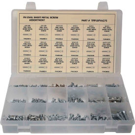 275 Piece Sheet Metal Screw Assortment - #6 to #14 - Phillips Oval Head - Steel - Zinc