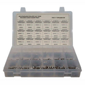 270 Piece Machine Screw Assortment - #6 to 1/4" - Phillips Flat Head - 304 Stainless Steel