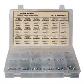 330 Piece Machine Screw Assortment - Slotted Flat Head - Steel - Zinc