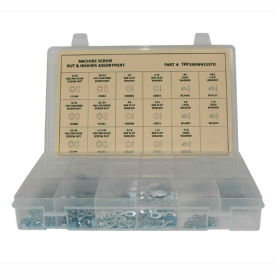 650 Piece Machine Screw Nut & Washer Assortment - #6 to 1/4" - Steel - Zinc