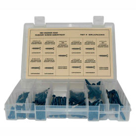 160 Piece Concrete Masonry Screw Assortment - #10 (3/16) to 1/4" - Hex Washer Head - Blue
