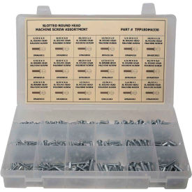 330 Piece Machine Screw Assortment - #6 to 1/4" - Slotted Round Head - Steel - Zinc Plated