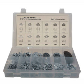 280 Piece Flat & Split Lock Washer Assortment - 1/4" to 5/8" - Grade 2 - USS - Steel - Zinc Plated