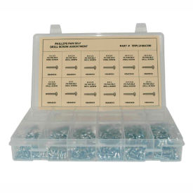 400 Piece Self Drilling Screw Assortment - #6 to #10 - Phillips Pan Head - Steel - Zinc Plated