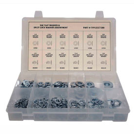 280 Piece Flat & Split Lock Washer Assortment - 1/4" to 5/8" - Grade 2 - SAE - Steel - Zinc Plated