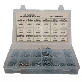 465 Piece Self Drilling Screw Assortment - #6 to 1/4" - Hex Washer Head - Steel - Zinc