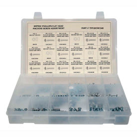 400 Piece Metric Machine Screw Assortment - M3 to M6 - Phillips Flat Head - Steel - Zinc