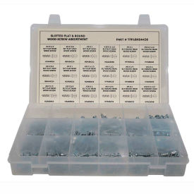 430 Piece Wood Screw Assortment - #4 to #10 - Slotted Flat/Round Head - Steel - Zinc
