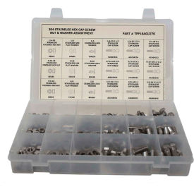 270 Piece Hex Head Cap Screw Assortment - 1/4" to 3/8" - 304 Stainless Steel