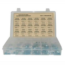 400 Piece Machine Screw Assortment - #6 to 1/4" - Phillips Flat Head - Steel - Zinc