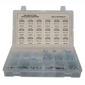 270 Piece Wood Screw Assortment - #6 to #14 - Phillips Flat Head - Steel - Zinc