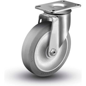 2 Series Swivel Plate Caster - Rubber on Polyolefin 5" Dia. 325 Lb. Cap.