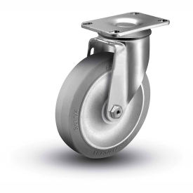 2 Series Swivel Plate Caster - Rubber on Polyolefin 3-1/2" Dia. 250 Lb.