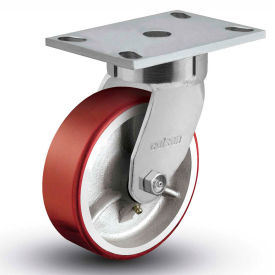 6 Series Swivel Plate Caster - Mold-On Polyurethane 8" Dia. 1500 Lb.