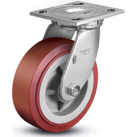 4 Series Swivel Plate Caster - Polyurethane on Polyolefin 6" Diameter 900 lb.
