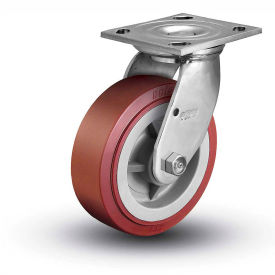 4 Series Swivel Plate Caster 4" Dia. 600 Lb Polyurethane on Polyolefin