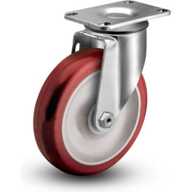 Swivel Plate Caster - Polyurethane on Polyolefin 5" Dia. 300 Lb.