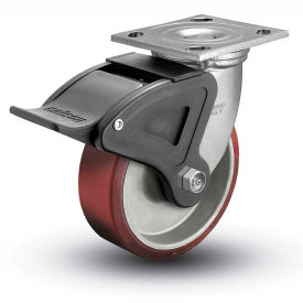 4 Series Swivel Plate Caster 4.05109.939 BRK4 Polyurethane With Brake 5" Dia. 1000 Lb.