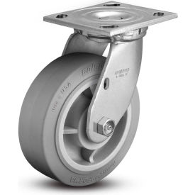 4" Swivel Plate Caster - Rubber on Polyolefin - 400 Lb.