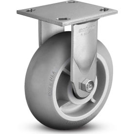 4 Series Rigid Plate Caster - Rubber on Polyolefin 8" Dia. 600 Lb. Cap.