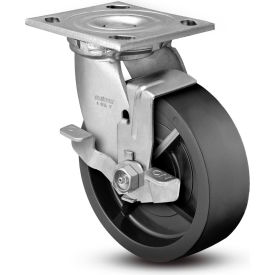 4 Series Swivel Plate Caster Polyolefin Top Lock Brake 4" Dia. 500 Lb.