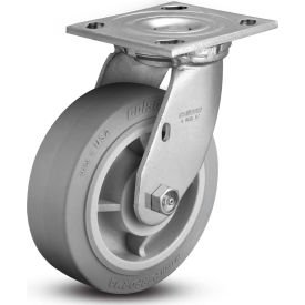 4 Series Swivel Plate Caster - Rubber on Polyolefin 6" Dia. 600 Lb. Cap.