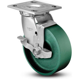 4 Series Swivel Plate Caster, Cast Iron Top Lock Brake, 4" Dia. 1000 Lb.