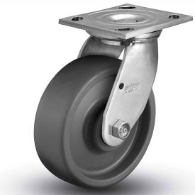 4 Series Swivel Plate Caster Solid Elastomer 6" Dia. 1100 Lb. Cap.