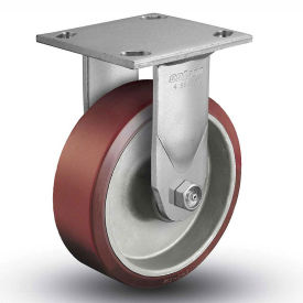 4 Series Rigid Plate Caster - Mold-On Polyurethane 6" Dia. 1200 Lb. Cap.
