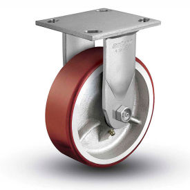4 Series Rigid Plate Caster - Mold-On Polyurethane 5" Dia. 1000 Lb. Cap.