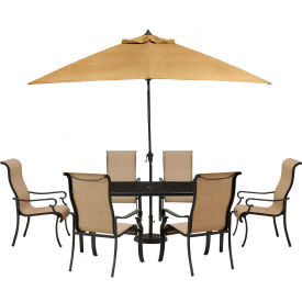 Brigantine 7 Piece Outdoor Dining Set with Glass Top Table & Umbrella