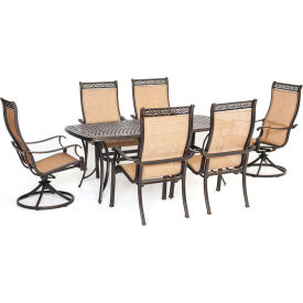 Manor 7 Piece Outdoor Dining Set w/ 2 Swivel Rockers, Cedar