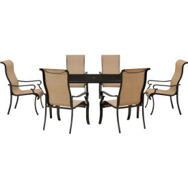 Brigantine 7 Piece Outdoor Dining Set with Glass Top Table, Harvest Wheat