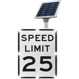 BlinkerSign Speed Limit 25 Sign R2-1, White/Black, Solar