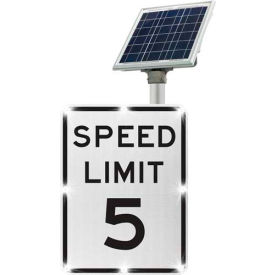 BlinkerSign Speed Limit 5 Sign R2-1, White/Black, Solar