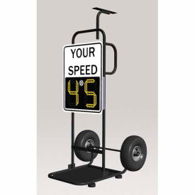SafePace SP100 Radar Sign, 4 Cell Battery Power, with Dolly, White Sign