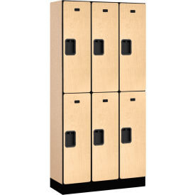 2-Tier 6 Door Designer Wood Locker, 36"W x 15"D x 76"H, Maple, Partially Assembled