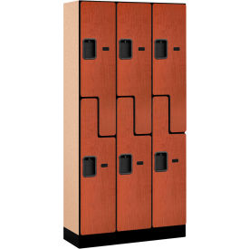 6 Door Designer Wood Locker, 36"W x 15"D x 76"H, Cherry, Partially Assembled