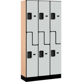 Z-Style 6 Door Designer Wood Locker, 36"W x 15"D x 76"H, Gray, Partially Assembled