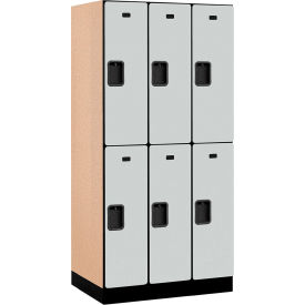 2-Tier 6 Door Designer Wood Locker, 36"W x 21"D x 76"H, Gray, Partially Assembled