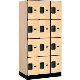 4-Tier 12 Door Designer Wood Locker, 36"W x 21"D x 76"H, Maple, Partially Assembled
