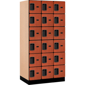 6-Tier 18 Door Designer Wood Locker, 36"W x 21"D x 76"H, Cherry, Partially Assembled