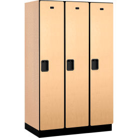 1-Tier 3 Door Extra Wide Wood Locker, 45"W x 21"D x 76"H, Maple, Partially Assembled