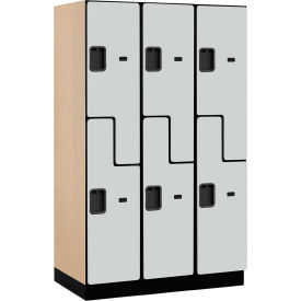 2-Tier 6 Door ExtraWide Wood Locker, 45"W x 21"D x 76"H, Gray, Partially Assembled