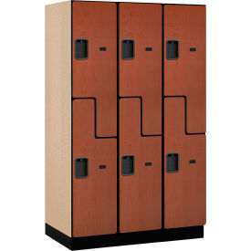 Z-Style 2-Tier 6 Door Extra Wide Locker, 45"W x 21"D x 76"H, Cherry, Partially Assembled