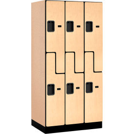 Z-Style 2-Tier 6 Door Designer Wood Locker, 36"W x 21"D x 76"H, Maple, Partially Assembled