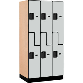2-Tier 6 Door Designer Wood Locker, 36"W x 21"D x 76"H, Gray, Partially Assembled
